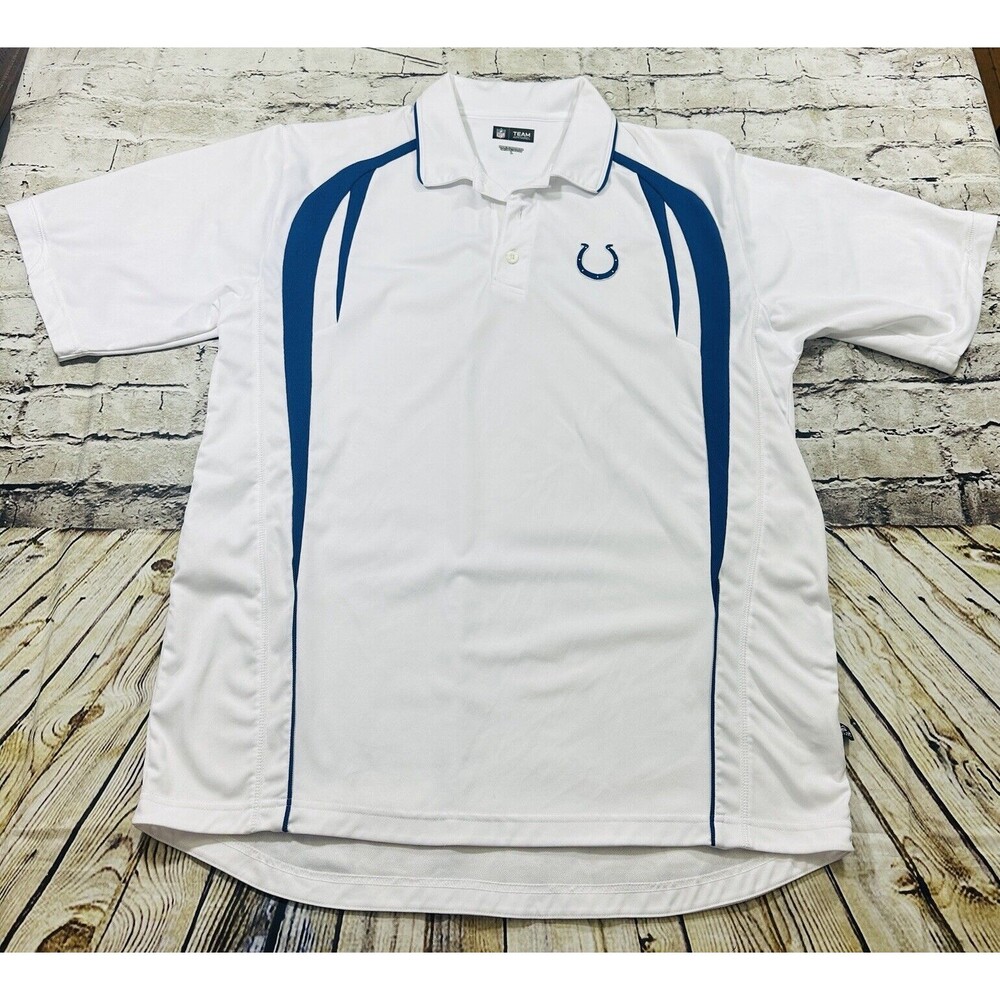 NFL Team Apparel Shirt Men’s Large White/Blue Polo‎ Indianapolis Colts Football